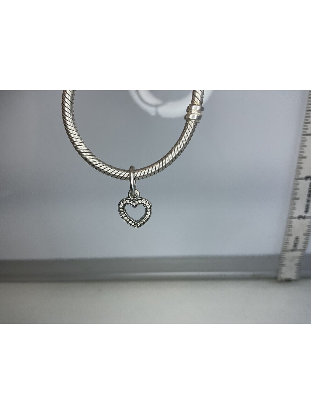 Pandora Open Pave Dangle Heart Charm Retired